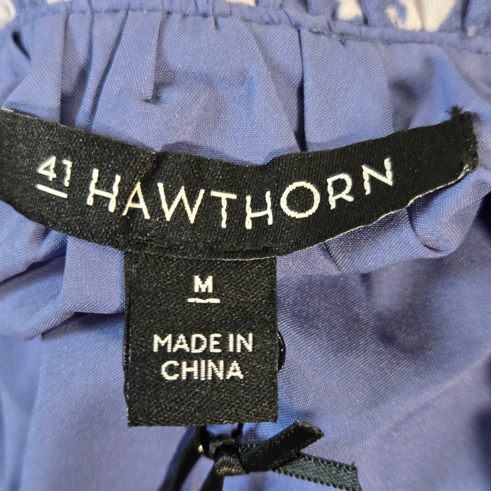 41 Hawthorn Purple Tie Waist Dress Medium Modest Work Church Ruffle Dots NWT - Picture 6 of 10